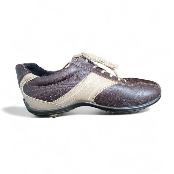 Ecco Hydromax Golf Shoes Men\'s 9.5-10 Brown Leather Casual Cool Hydromax Cleats